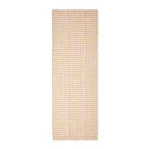 Homescapes Cotton Gingham Check Rug Hand Woven Beige White, 66 x 200 cm