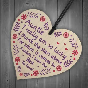 Special Auntie Gift From Niece Nephew Birthday Mothers Day Gift Wood Heart Keepsake