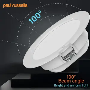 paul russells LED Round Panel Ceiling Lights, 6W 550 Lumens, Spotlights, IP20, 4000K Cool White, Pack of 4