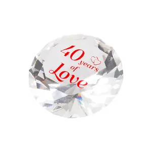 Modern Transparent K9 Crystal Glass 40th Anniversary Sentiment Ornament Gift Set