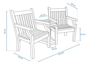 Winawood Sandwick Wood Effect Love Seat - Powder Blue