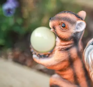 Solar Red Squirrel with Acorn Ornament