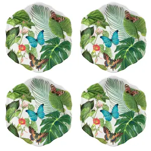 Purely Home Tropical Floral Melamine Side Plates - Set of  4