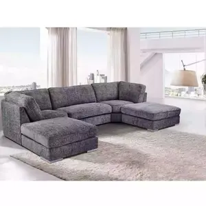 London Grey U Shape Corner Sofa - Full Back Cushions