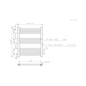 Wiest Straight Heated Towel Rail Radiator Bathroom Ladder Warmer Chrome / 60cm H x 50cm W x 3cm D