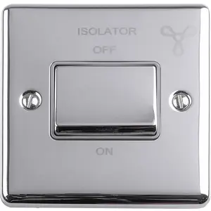 1 Gang 6A Extractor Fan Isolator Switch POLISHED CHROME & GREY 3 Pole Shower