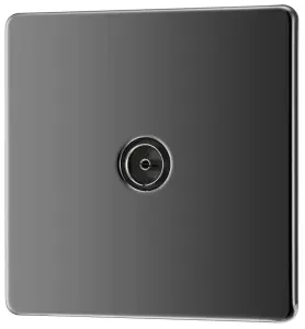 GoodHome Black Nickel Single Screwless TV socket