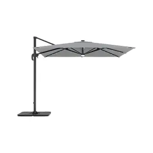 Light Grey Garden Square Cantilever Parasol with Solar-Powered LED Lights