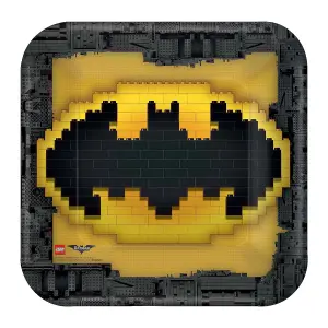 Lego Batman Movie Logo Party Plates (Pack of 8) Yellow/Black (One Size)