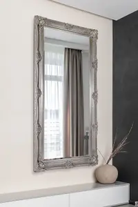 MirrorOutlet Abbey Full Length Leaner Large Silver Decorative Ornate Wall Mirror 5Ft5 X 2Ft7, (168cm X 78cm)