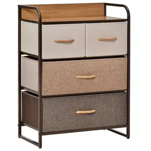 HOMCOM Closet Dresser, Dresser Tower With 4 Easy Pull Fabric Drawer Steel Frame