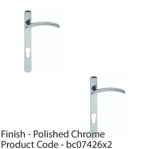 2 PACK - Multi-Point Locking Door Handle - EURO PROFILE Slim Arched Chrome LEFT HAND