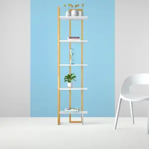 Alica 180cm H Corner Bookcase Gold/White