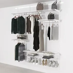 Open Wardrobe System with Shoe Storage & Baskets 185cm (W) Static Shoe Shelf