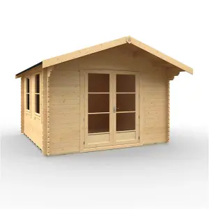 12ft x 12ft (3550mm x 3550mm) Horsforth "The Topeka" 28mm Log Cabin With 2 Opening Windows