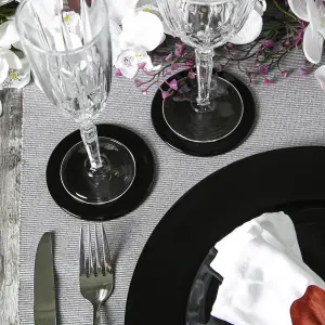 Metallic Charger Plates Set - Black - 12pc - Decorative Dinner Set by Harbour Housewares