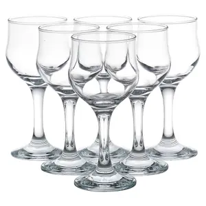 Queensway Home & Dining Height 16cm Set of 6 Stemmed Red Wine Liquor Glasses Clear Dishwasher Safe Boxed Set