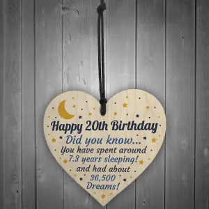 Red Ocean 20th Birthday Card For Daughter Son Wood Heart Novelty 20th Birthday Gift Him Her