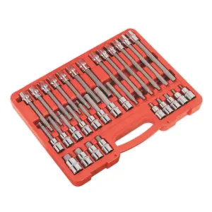 Sealey Hex Socket Bit Set 30pc 1/2" Square Drive Chrome Vanadium Steel AK2196