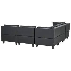 Corner Sofa with Ottoman UNSTAD Black Fabric Right Hand