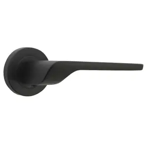 UNO-2 Door Handle Pack Modern Matt Black Lever on Rose Internal Handles + 64mm Latch & Hinges