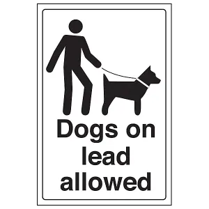 Dogs On Lead Allowed Information Sign - Adhesive Vinyl - 200x300mm (x3)