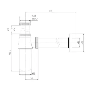 Polished Chrome Adjustable Bottle Trap Waste for Basin Sink and Extension Pipe Tube