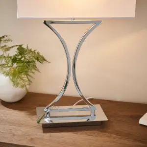 Anson Lighting Virginia Table light finished in Chrome plate and white fabric