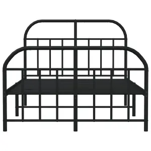 Berkfield Metal Bed Frame with Headboard and Footboard Black 120x200 cm