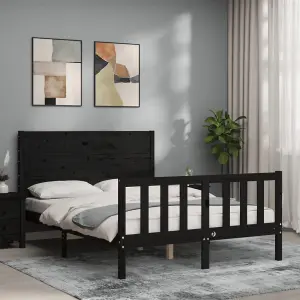 Berkfield Bed Frame with Headboard Black 120x200 cm Solid Wood