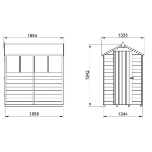 Forest Garden 6x4 ft Apex Wooden Shed with floor & 4 windows - Assembly service included