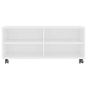 Berkfield TV Cabinet with Castors White 90x35x35 cm Engineered Wood