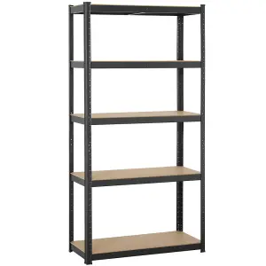 Yaheetech Black Metal 5 Tier Storage Rack with Adjustable Shelves