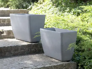 Set of 2 Flower Pot Stone Grey 74 x 32 x 45 cm BARIS