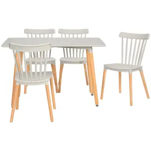 HOMCOM 5 Piece Dining Table and Chairs Set with Wood Legs for Small Spaces