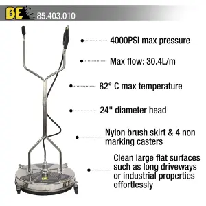 BE PRESSURE WHIRL-A-WAY, 24" STAINLESS STEEL FLAT SURFACE CLEANER