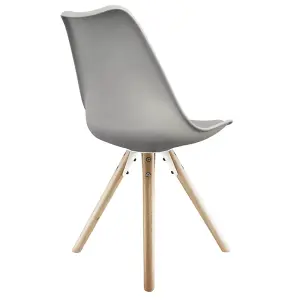 Soho Light Grey Plastic Dining Chair with Pyramid Light Wood Legs