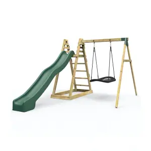 Rebo Children's Wooden Pyramid Activity Frame with Swing and 10ft Water Slide - Cloudcap