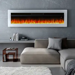 White LED Electric Fire Wall Mounted or Inset Fireplace 9 Flame Colors with Freestanding Leg 40 Inch