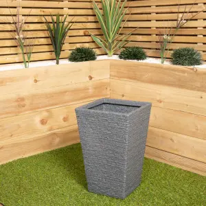 45cm Tall Plastic Ash Grey Slate Effect Garden Patio Trough