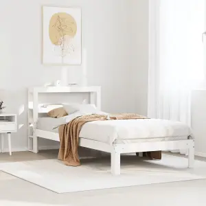 Berkfield Bed Frame with Headboard without Mattress White 75x190 cm Small Single