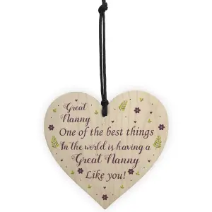 Great Nanny Gift For Birthday Christmas Wooden Heart Grandparent Gifts Handmade Keepsake