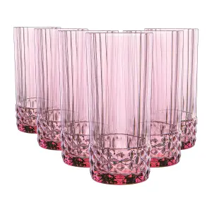 Bormioli Rocco - America '20s Highball Glasses - 490ml - Lilac Rose - Pack of 6