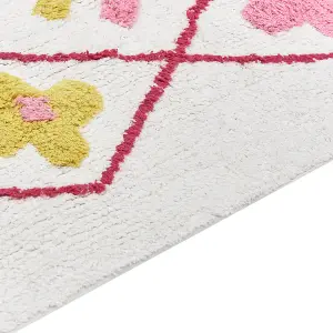 Cotton Kids Area Rug 160 x 230 cm White and Pink CAVUS