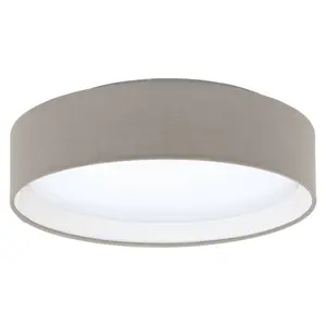 EGLO Pasteri Taupe Fabric LED Flush Ceiling Light - Energy-Efficient, Warm White Light (D) 32cm