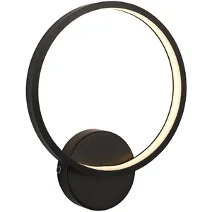 Textured Black Circular Outdoor Wall Light Integrated Warm White LED Tape Module