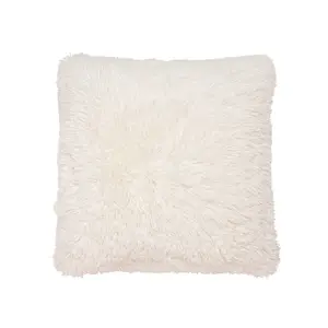 Cuddly Deep Pile Faux Fur Cushion Cover Cream