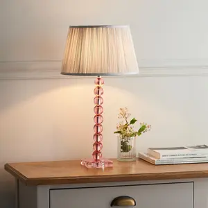 Luminosa Adelie Base Only Table Lamp, Blush Crystal Glass, Bright Nickel Plate