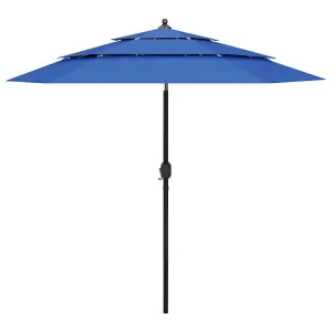 Berkfield 3-Tier Parasol with Aluminium Pole Azure Blue 2.5 m