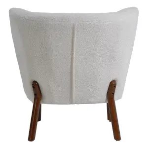 Armchair Set White Upholstered Accent Chair Armchair Recliner Chair and Footstool with Wood Legs